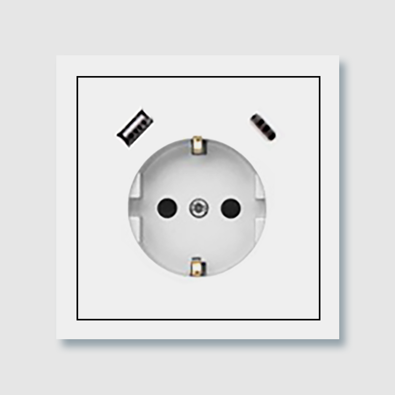 KS1017<br>16A 250V German socket with USB a+c